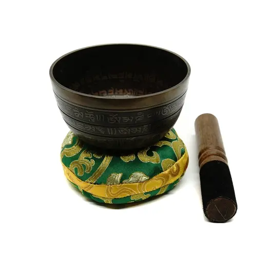 Bol tibetan cantator Nepal cu perna colorata - Silaba Aum (OM), 11cm, Dimensiune: 11cm