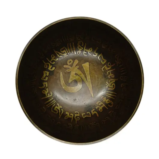 Bol tibetan cantator Nepal cu perna colorata - Silaba Aum (OM), 12,5cm, Dimensiune: 12,5cm, imagine 2