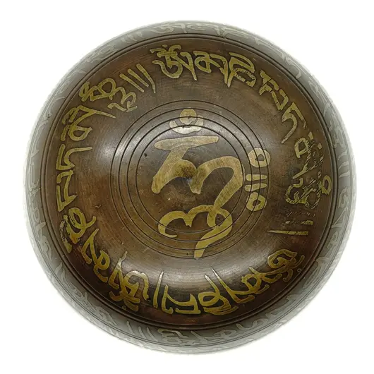 Bol tibetan cantator Nepal cu perna colorata - Silaba Aum (OM), 12,5cm, Dimensiune: 12,5cm, imagine 4