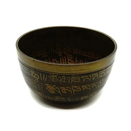 Bol tibetan cantator Nepal cu perna colorata - Silaba Aum (OM), 12cm, Dimensiune: 12cm, imagine 3