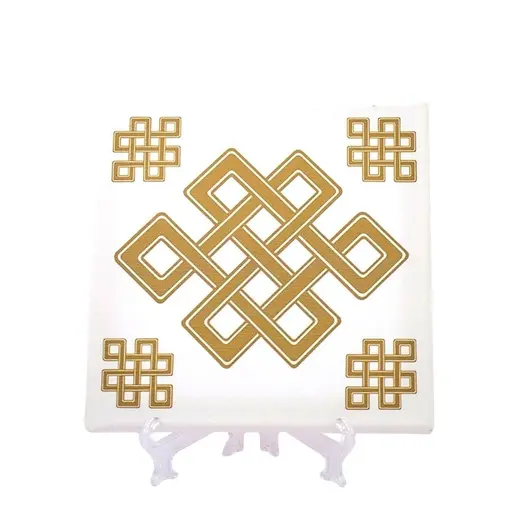 Placheta ( placa ) cu nod mistic auriu pe canvas, 30cm x 40cm