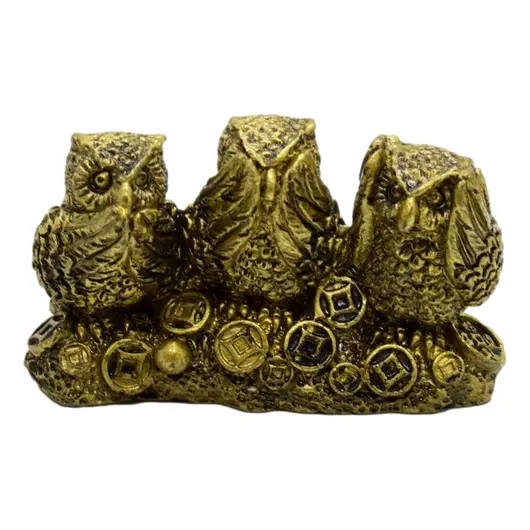 Statueta Feng Shui 3 bufnite din rasina 7,5cm