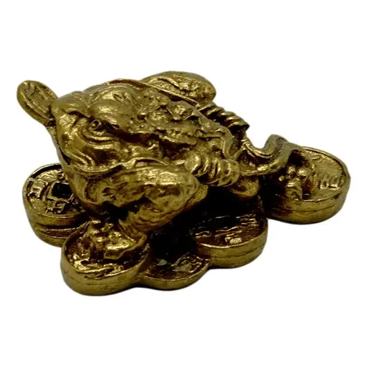 Statueta Feng Shui Broasca raioasa pe monede in bronz - 6,5cm, imagine 3