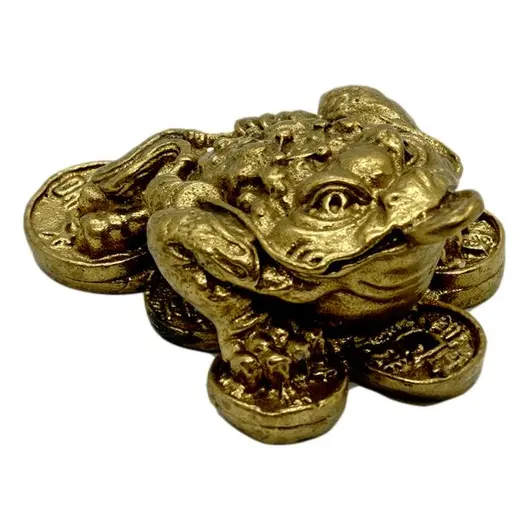 Statueta Feng Shui Broasca raioasa pe monede in bronz - 6,5cm