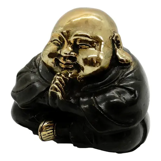 Statueta Feng Shui Buddha in rugaciune din bronz - 12cm, imagine 2