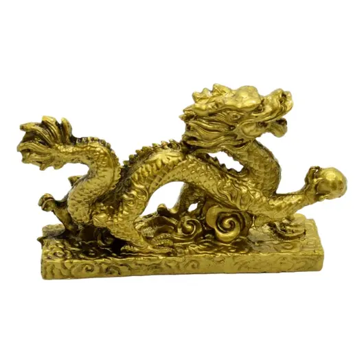 Statueta Feng Shui Dragon cu perla nemuririi din rasina 14,5cm, model 3