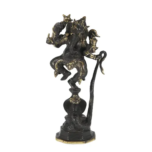 Statueta Feng Shui Ganesh pe cobra din bronz - 25cm