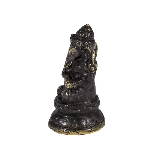Statueta Feng Shui Ganesh pe lotus bronz - 11cm, imagine 2
