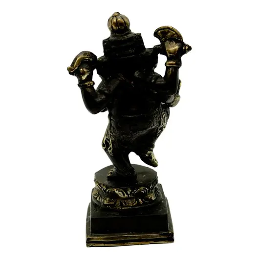 Statueta Feng Shui Ganesh pe postament in bronz - 14,5cm, imagine 3