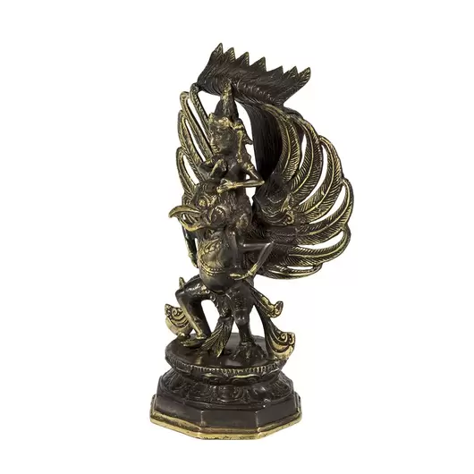 Statueta Feng Shui Vishnu pe Pasarea Garuda din bronz - 20cm, imagine 3
