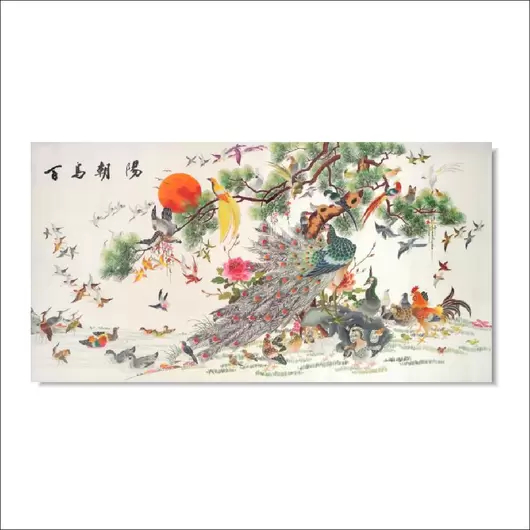 Tablou Feng Shui cu 100 de pasari – model 2, 20 x 30cm