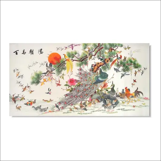 Tablou Feng Shui cu 100 de pasari – model 2, 20cm x 30cm