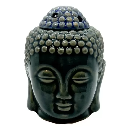 Vas aromaterapie din ceramica cu model Buddha, mare - albastru-cenusiu