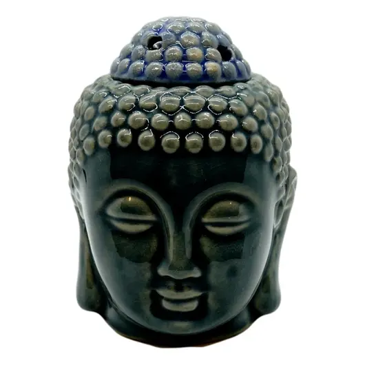 Vas aromaterapie din ceramica cu model Buddha, mare - albastru-cenusiu