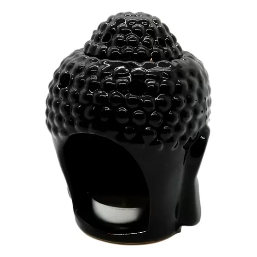 Vas aromaterapie din ceramica cu model Buddha, mare - negru, imagine 2