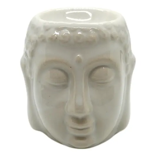 Vas aromaterapie din ceramica cu model Buddha, mic - alb