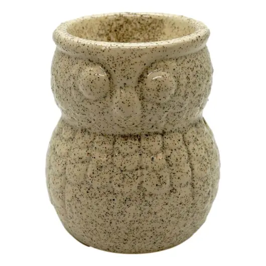 Vas aromaterapie din ceramica cu model Bufnita, mic - crem