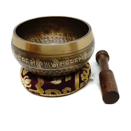 Bol tibetan cantator Nepal cu perna colorata - Nodul Mistic, 11,5cm, imagine 2