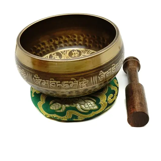 Bol tibetan cantator Nepal cu perna colorata - Nodul Mistic, 11,5cm, imagine 4