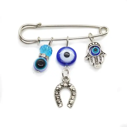 Brosa cu Ochiul lui Horus, Mana Fatimei (Hamsa) si potcoava