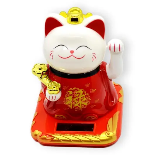 Pisica norocoasa Maneki Neko alba 11cm - solara