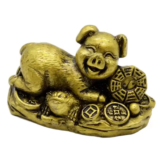 Statueta Feng Shui porc auriu din rasina 6,5cm, model 5