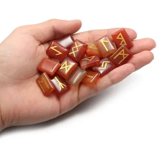 Set 25 rune gravate din carneol - dreptunghi, imagine 2