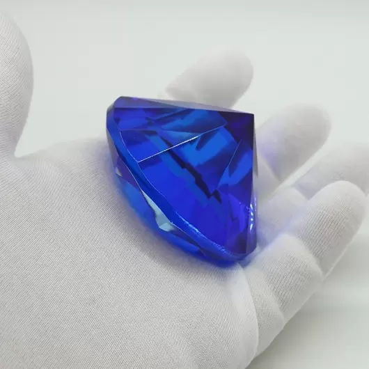 Cristal decorativ din sticla K9, diamant, mare - 6cm, albastru intens, imagine 3