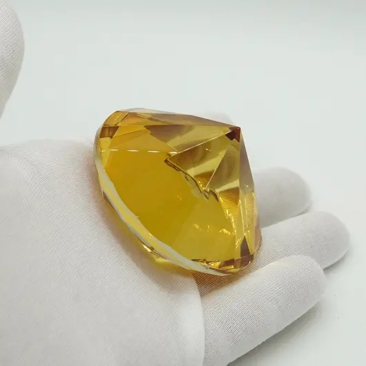 Cristal decorativ din sticla K9, diamant, mare - 6cm, amber, imagine 3
