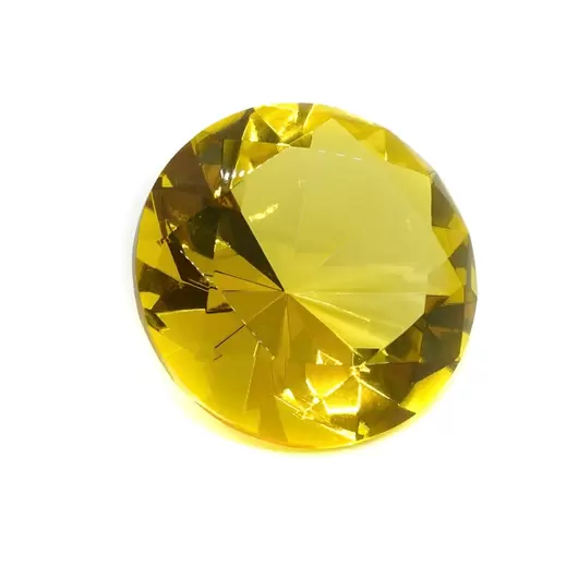 Cristal decorativ din sticla K9, diamant, mare - 6cm, galben