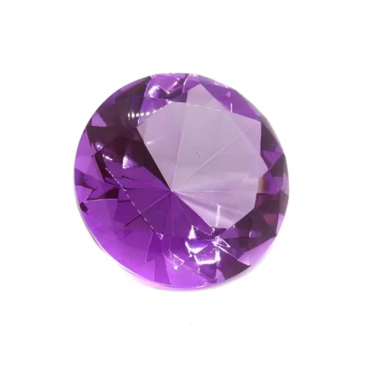 Cristal decorativ din sticla K9, diamant, mare - 6cm, mov