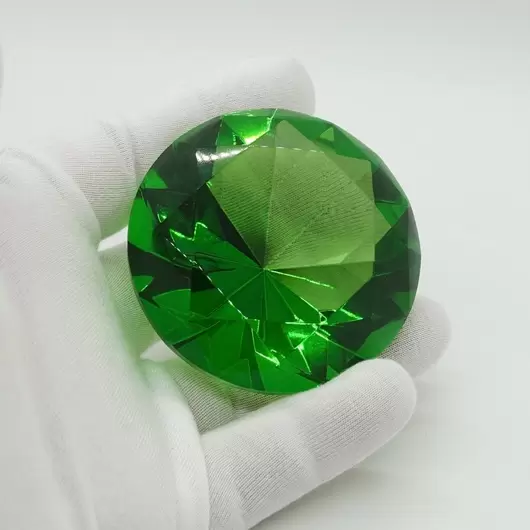 Cristal decorativ din sticla K9, diamant, mare - 6cm, verde, imagine 2