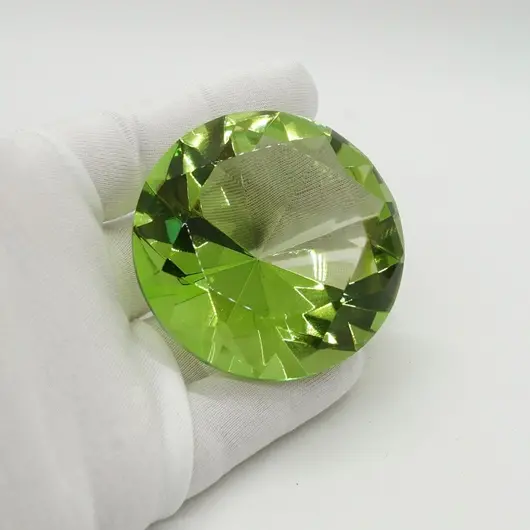 Cristal decorativ din sticla K9, diamant, mare - 6cm, verde deschis, imagine 2