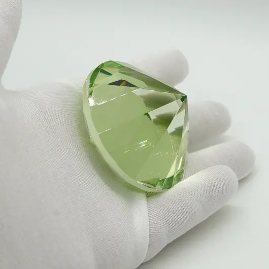 Cristal decorativ din sticla K9, diamant, mare - 6cm, verde deschis, imagine 3