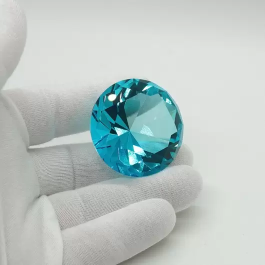 Cristal decorativ din sticla K9, diamant, mediu - 4cm, turcoaz, imagine 2