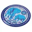 Abtibild sticker Feng Shui 3D cu Elefant si Rinocer albastri - 4,5cm