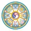 Abtibild sticker Feng Shui cu cele 8 simboluri tibetane, model 1 - 11cm