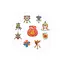 Abtibild sticker Feng Shui cu cele 8 simboluri tibetane si sacul abundentei - 5cm