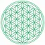 Abtibild sticker Feng Shui cu Floarea Vietii , Simbolul vietii – Verde - 10cm