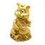 Statueta Feng Shui Tigru auriu cu Sacul prosperitatii, pusculita - 12cm