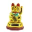 Pisica norocoasa Maneki Neko solara aurie, cu pepite - 9cm