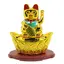 Pisica norocoasa Maneki Neko solara aurie, pe pepita cu monede - 11cm