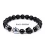 Bratara Feng Shui pe elastic cu Hamsa si ochi protector, onix negru mat si piramida din obsidian, 19cm