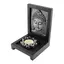 Decoratiune Suport ardere lumanari parfumate, cu floare de lotus si chipul lui Buddha, argintiu