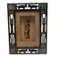 Tablou cu rama din lemn sculptat si silueta razboinic arta africana, 40cm x 30cm