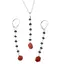Set Cercei cu agatatoare si pandantiv Safir lucrat manual si Coral natural cu argint 925