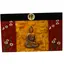 Tablou canva cu flori si Buddha sculptat in lemn, 48cm x 30cm