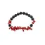 Bratara Obsidian negru sfere 8mm si Coral rosu freeform 6-15mm cu elemente aurii pe elastic