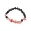 Bratara Obsidian negru sfere 8mm si Coral roz freeform 6-15mm cu elemente argintii pe elastic