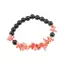 Bratara Obsidian negru sfere 8mm si Coral roz freeform 6-15mm cu elemente aurii pe elastic
